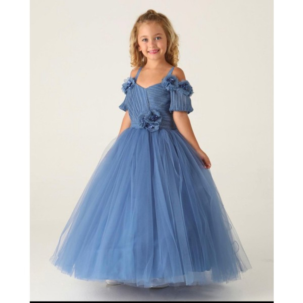 Lisa Kids 2-10 Yaş Plise Çiçekli Abiye Gelinlik Elbise Fiyatı