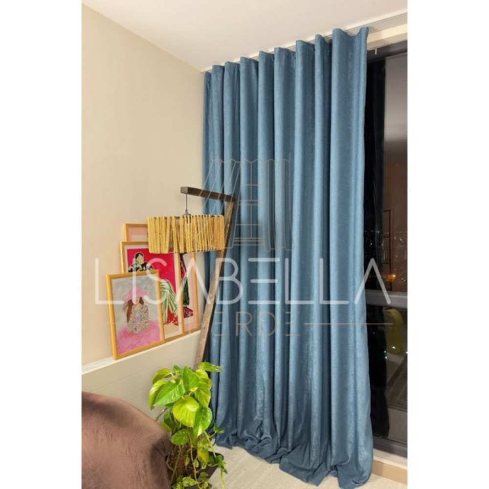 Lisabella Home Fon Perde - Lisabella Lüks Kadife Dokulu Seri - Bebe Mavisi - 30 x 30 cm Fon Perde Fiyatı
