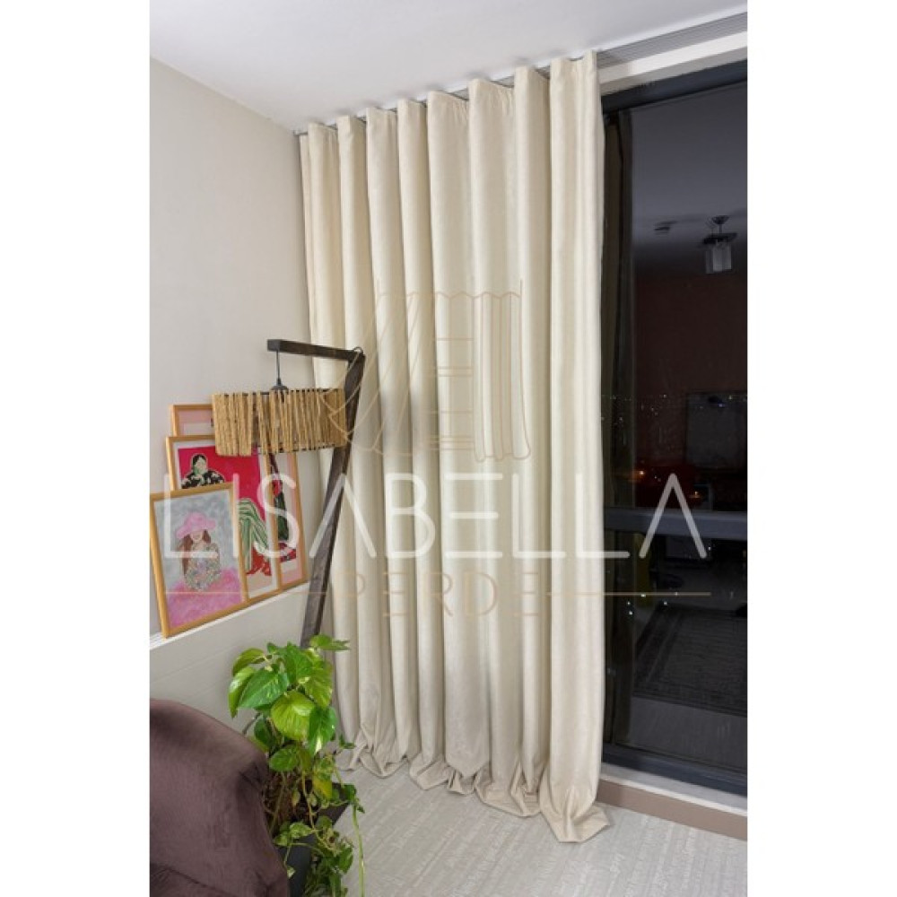 Lisabella Home Fon Perde - Lisabella Lüks Kadife Dokulu Seri - Ekru - 30 x 30 cm Fon Perde Fiyatı