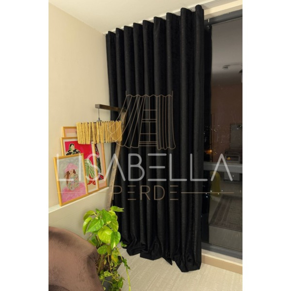 Lisabella Home Fon Perde - Lisabella Lüks Kadife Dokulu Seri - Siyah - 30 x 30 cm Fon Perde Fiyatı