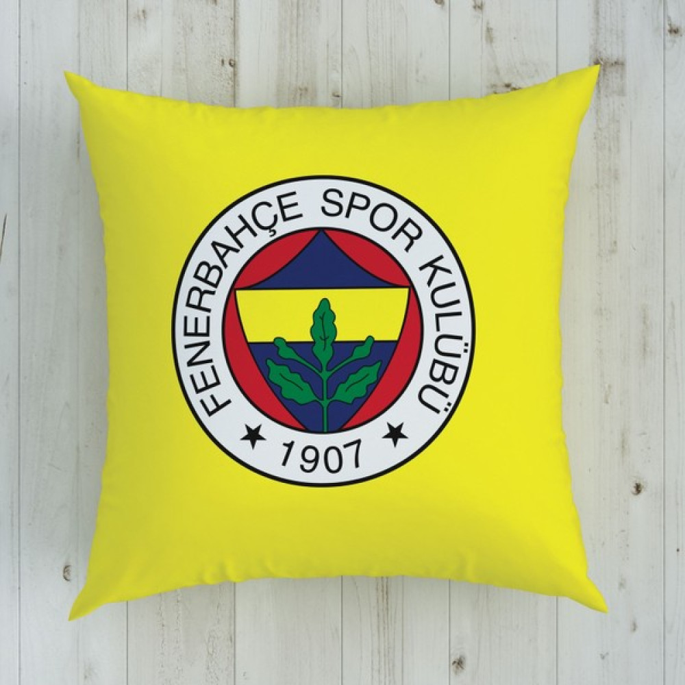 Lisanslı Fenerbahçe 1907 Logo Pamuk Lisanslı Kırlent - 40 x 40 cm - Açık Sarı Kırlent / Mobilya Yastığı Fiyatı