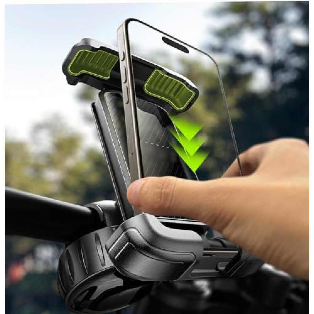 LISEN Bike Phone Holder, [2025 Upgrade] Motorcycle Phone Mount, Bicycle Phone Holder, Handlebar Phone Mount, Dirt Bike Accessories, Bicycle Accessories, for iPhone Samsung Google Pixel, Black