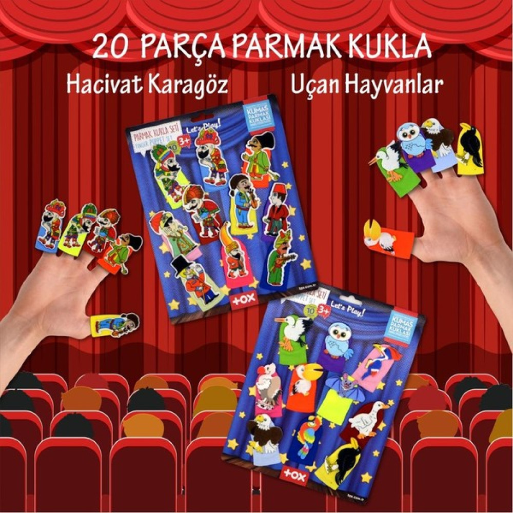 Lisinya LISINYA247 2 Set - 20 Parça Hacivat Karagöz ve Uçan Hayvanlar Parmak Kukla Bebek Oyuncakları Fiyatı