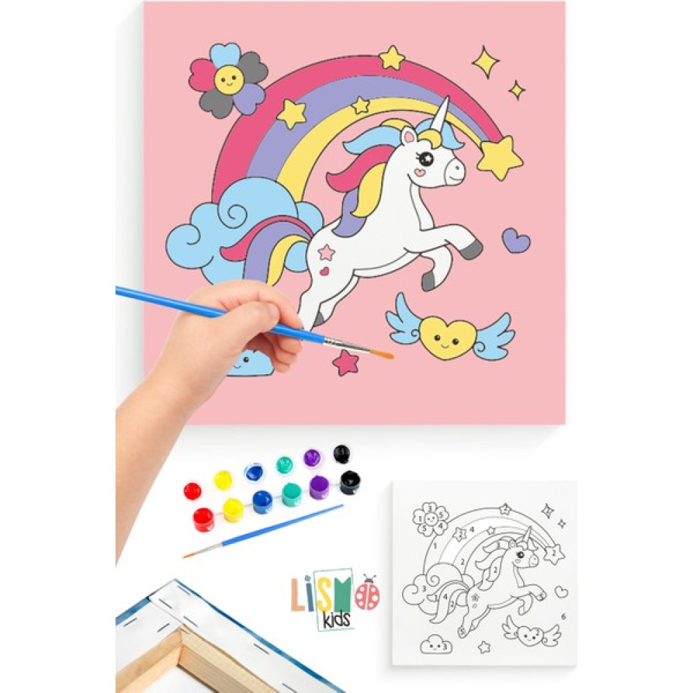 Lismo Kids Renkli Unicorn Gökkuşağı Sayılarla Boyama Çocuk Hobi Etkinlik Seti Tuval Fırça Boya Sanatsal Malzemeler Fiyatı