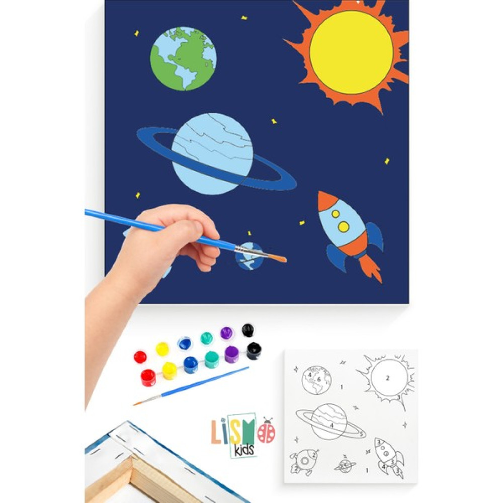 Lismo Kids Uzay ve Gezegenler Sayılarla Boyama Çocuk Hobi Etkinlik Seti Tuval Fırça Boya Sanatsal Malzemeler Fiyatı