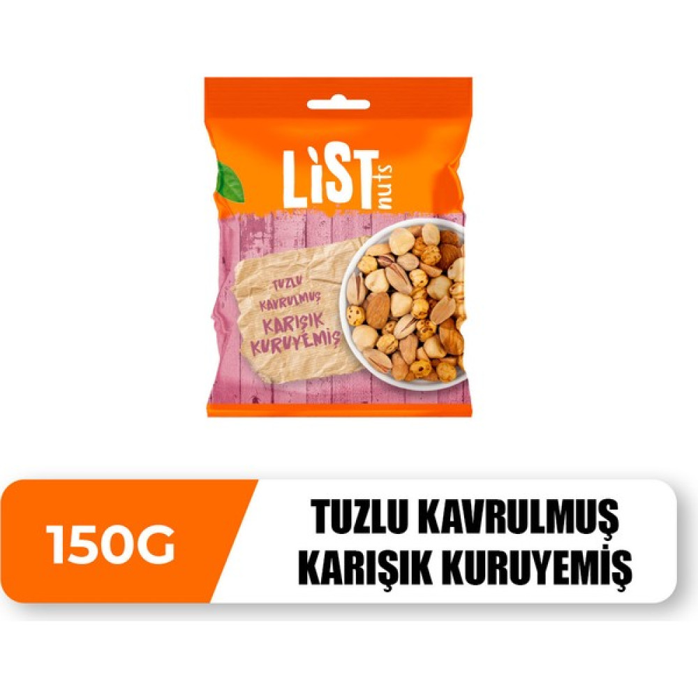 List Nuts Kavrulmuş Karışık Kuruyemiş 150 gr Diğer Fiyatı