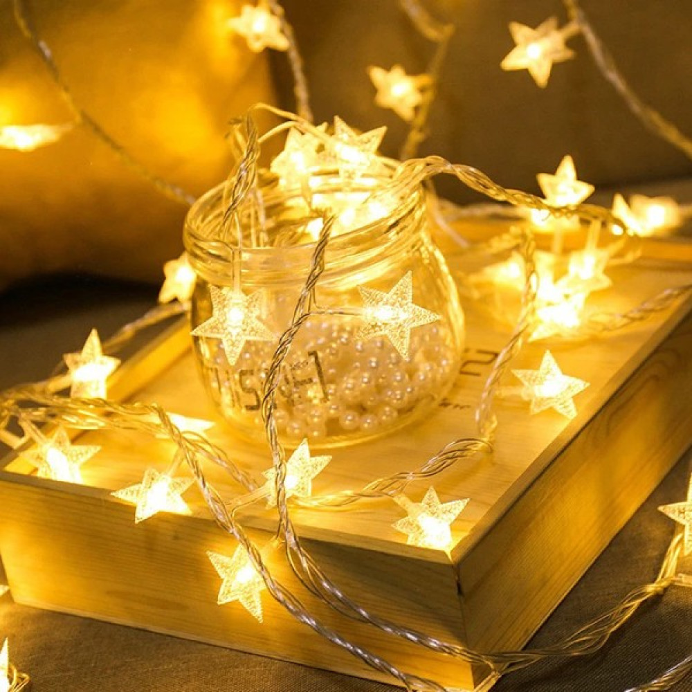 Lit Dizayn Yıldız LED Dize 3 M 20 Yıldız Sarı Işık Gün Işığı Dekoratif LED Aydınlatma Pilli LED Yılbaşı Süs Led Aydınlatmalar Fiyatı