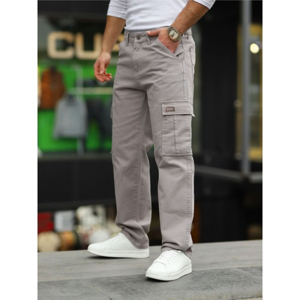 Little Cup Jeans Co Erkek Gri Baggy Fit Rahat Kalıp Kargo Pantolon Erkek Jeans / Kot Pantolon Fiyatı