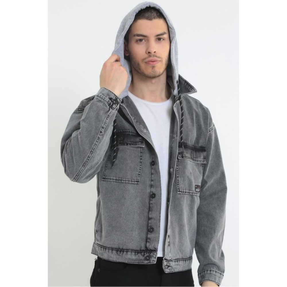 Little Cup Jeans Co Erkek Kar Yıkama Kapüşonlu Çıkarılabilir Kapüşonlu Oversize Kot Ceket Erkek Ceket Fiyatı