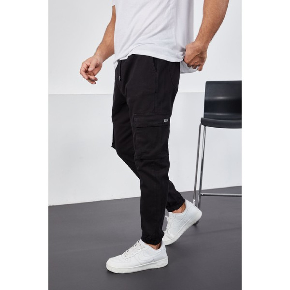 Little Cup Jeans Co Erkek Siyah Paçası Lastikli Jogger Kargo Cep Pantolon Erkek Jeans / Kot Pantolon Fiyatı