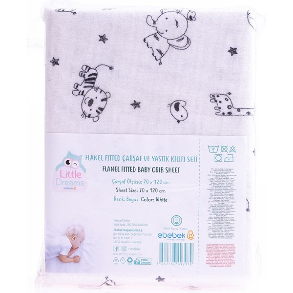 Little Dreams 70X120 Flanel Fitted Çarşaf ve Yastık Kılıfı Set Unisex Bebek Yatak Çarşafı Fiyatı