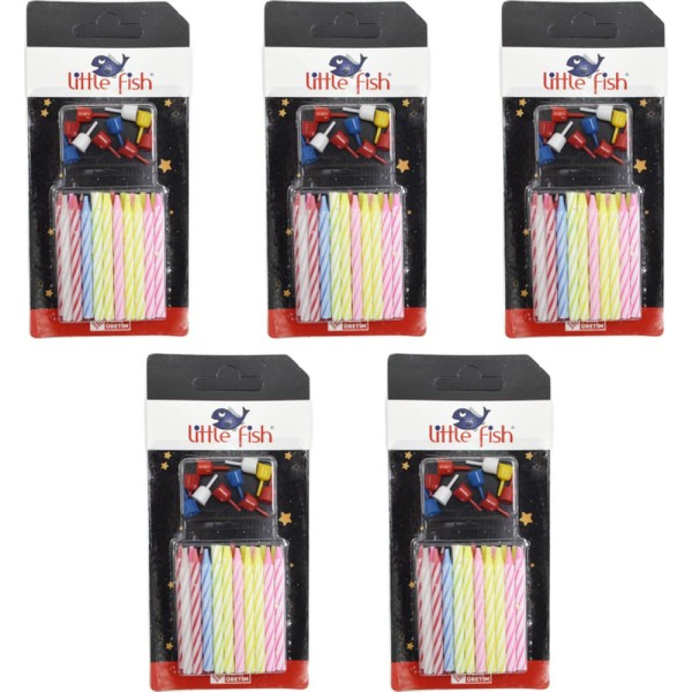 Little Fish Doğum Günü Mumu Pasta Mumu 20'li 5 Paket - Renkli Dekoratif Mum Fiyatı
