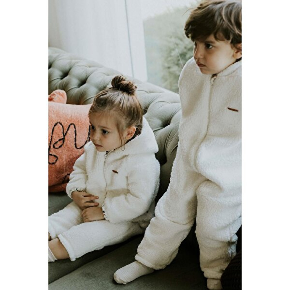 Little Gusto Kapüşonlu Wellsoft Tulum Bebek Beyaz Bebek Tulumu Fiyatı