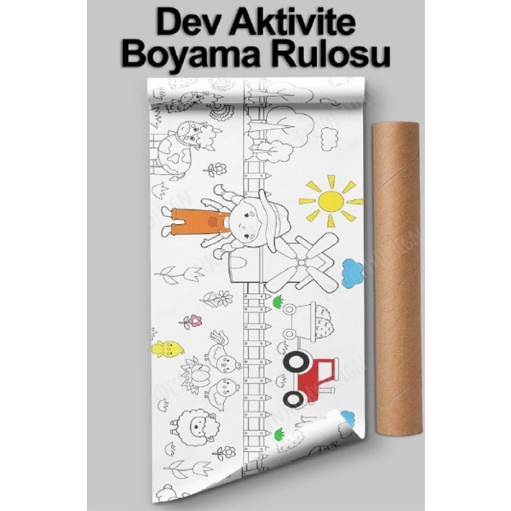 Little One Çiftlik Temalı Dev Boy Boyama Kağıdı - Farm Kids Coloring Roll - Jumbo Painting Paper Roll For Kids Resim Defteri Fiyatı