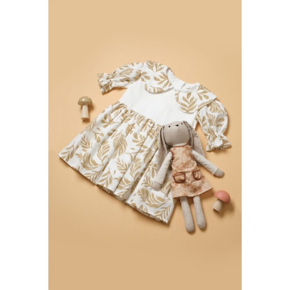Little Pumpkin Yaprak Desenli Kız Çocuk Bayramlık Elbise Kız Çocuk Elbise Fiyatı