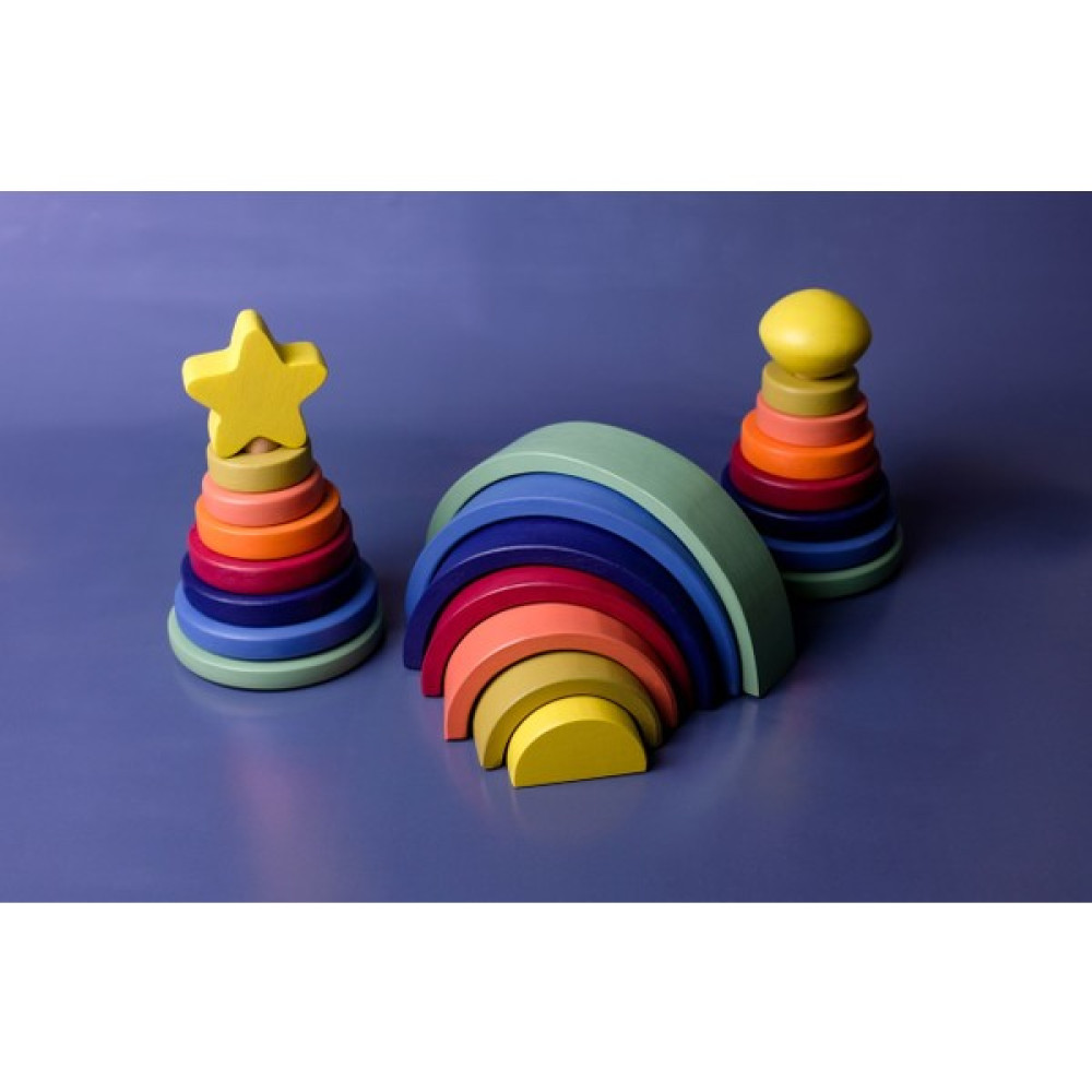 Little Rhino Kids Night Waldorf Gökkuşağı Ahşap Oyuncak - Mavi Bebek Oyuncakları Fiyatı