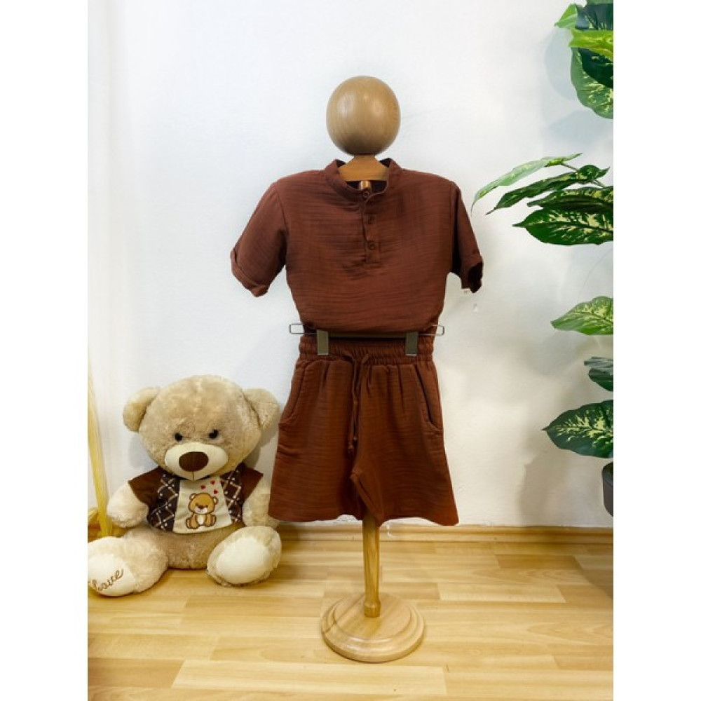 Litus Kids Müslin Kumaş Erkek Çocuk Şortlu Alt Üst Takım Erkek Çocuk Giyim Takımı Fiyatı