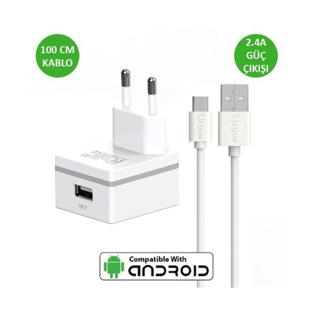Lityus Duvar Şarj Cihazı + Micro Usb Kablo (Beyaz) - AKLWCS0202 Cep Telefonu Şarj Cihazı Fiyatı