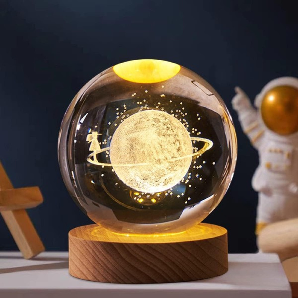 Liulian 3D Gezegenler Kristal Top USB Ahşap Tabanlı Parlayan Kristal Gezegen Işığı Yaratıcı Oyulmuş Gezegen Küre Ev Ofis Dekoru Için Kristal Gezege... Gece Lambası Fiyatı