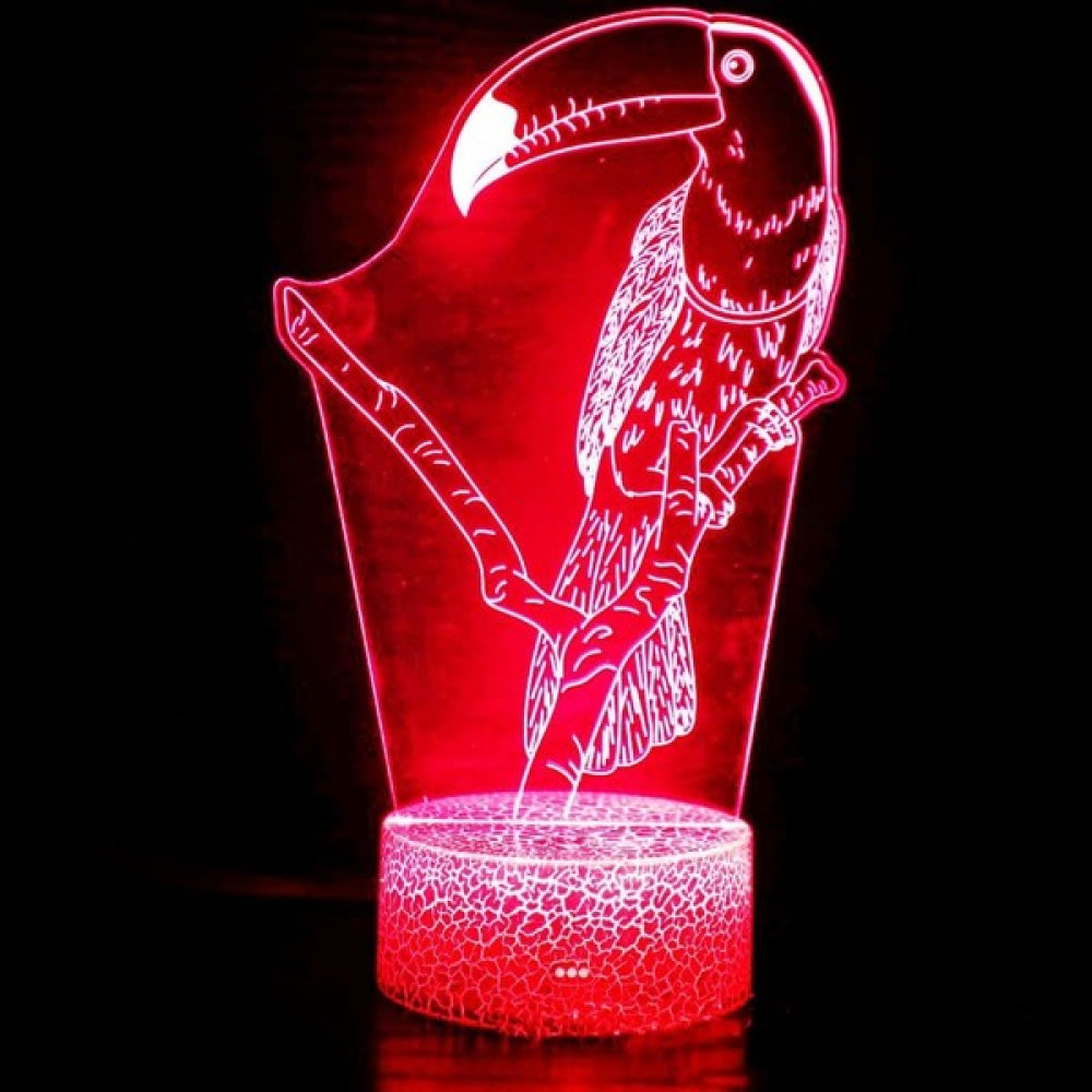 Liulian 3D Papağan Kuş Gece Lambası LED Lamba Illusion 7 Renk Değiştirme Dokunmatik Anahtar Masa Masa Dekorasyon Lambaları Doğum Günü Hediyesi Akri... Gece Lambası Fiyatı