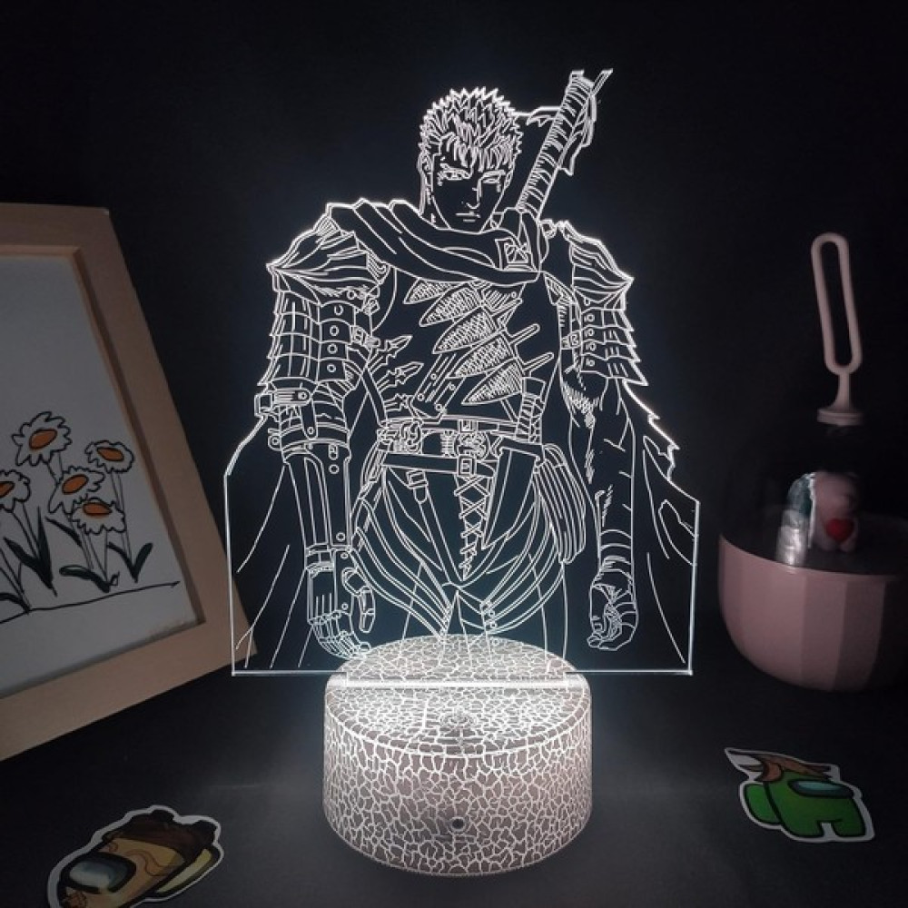 Liulian Berserk Guts Anime 3D Erkek Için Gece Lambası 16 Renk Kız Odası Dekoru Illusion LED Lamba USB Manga Berserk Guts Şekil Uygun Çocuk Hayranla... Gece Lambası Fiyatı