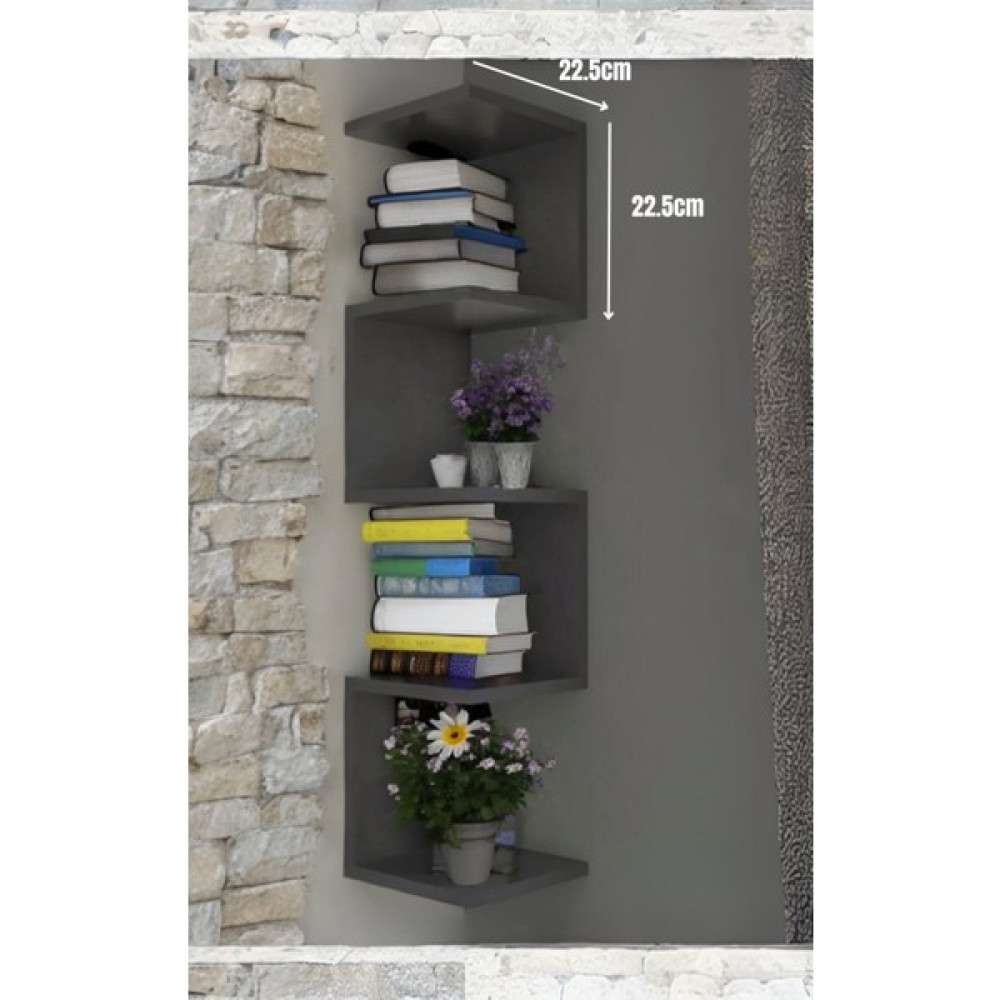 Liuwa Zigzag 5 Katlı Köşe Rafı,kitaplık,çocuk Odası Düzenleyici,mutfak Köşesi(Antgri) Kitaplık - Duvar Rafı & CD / DVD Rafı Fiyatı