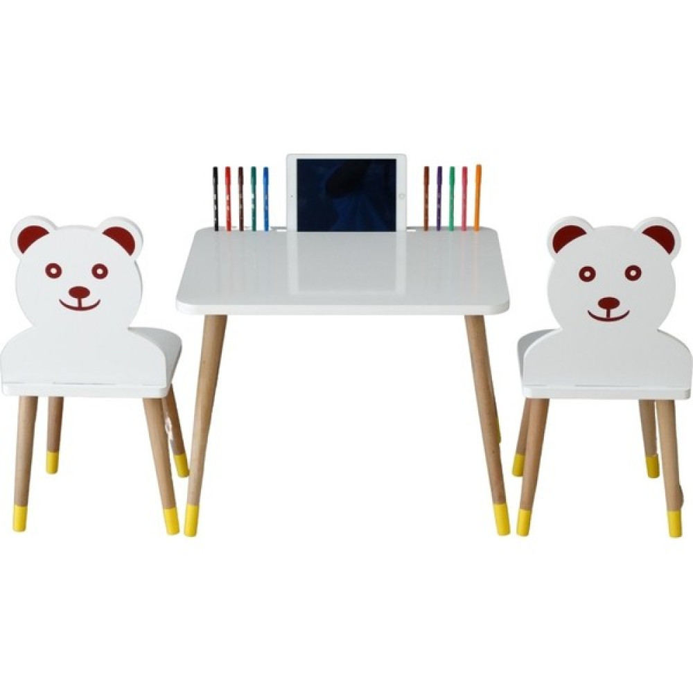 Liva Ahşap Ayıcıklı Çocuk Aktivite Oyun Masa Sandalye Takımı 60 x 45 cm - Sarı Bebek Odası Tekstili Fiyatı