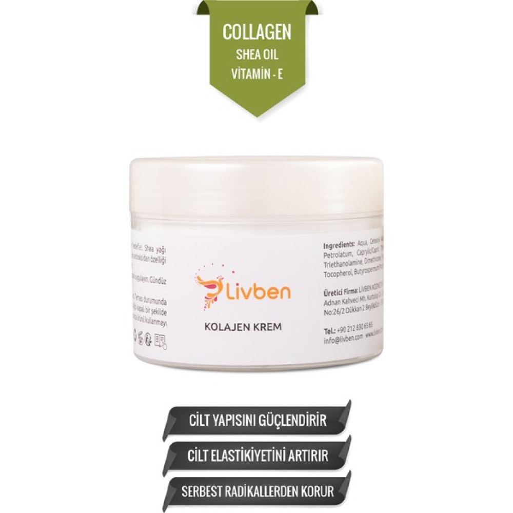 Livben ® Antioksidan, Elastikiyet Artırıcı Kolajen Krem 100 ml Anti-Aging / Yaşlanma Karşıtı Fiyatı
