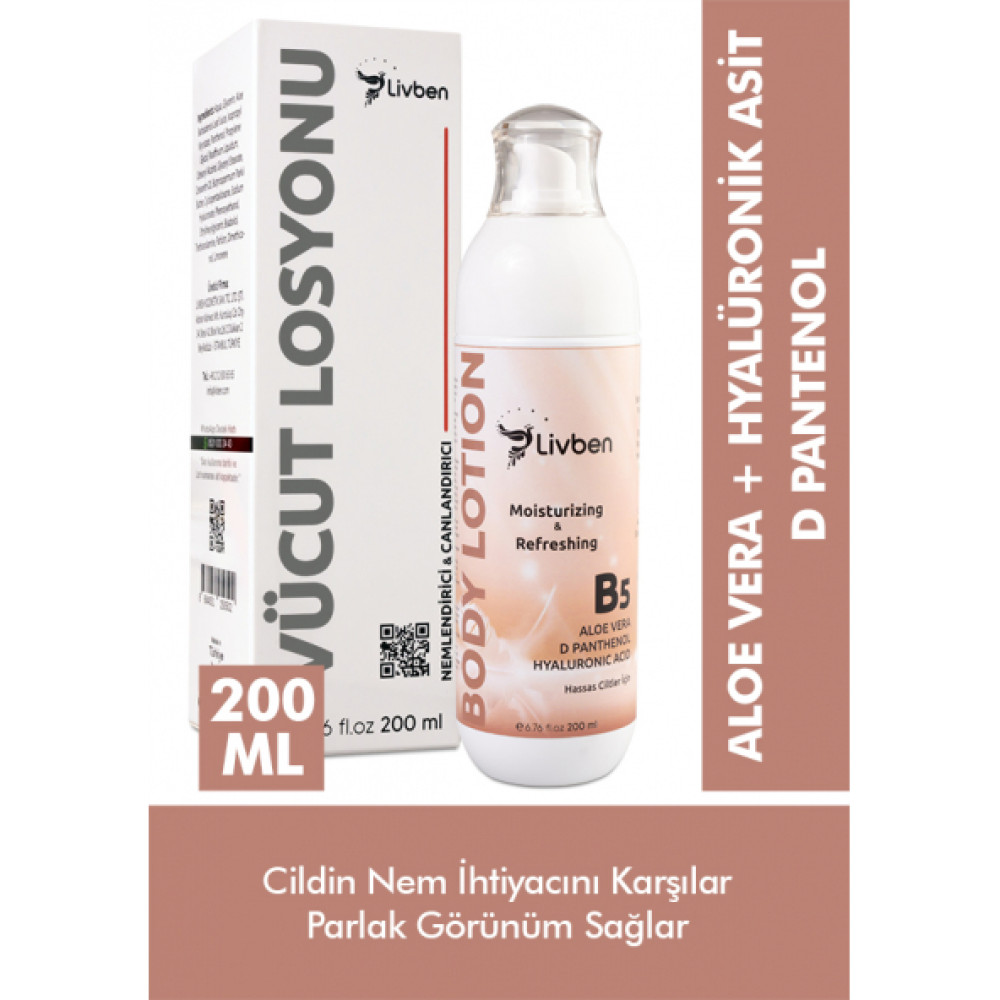 Livben Canlandirici, Nemlendirici, Aloe Vera Therapy Vucut Losyonu 200 Ml Vücut Losyonu ve Nemlendiricileri Fiyatı
