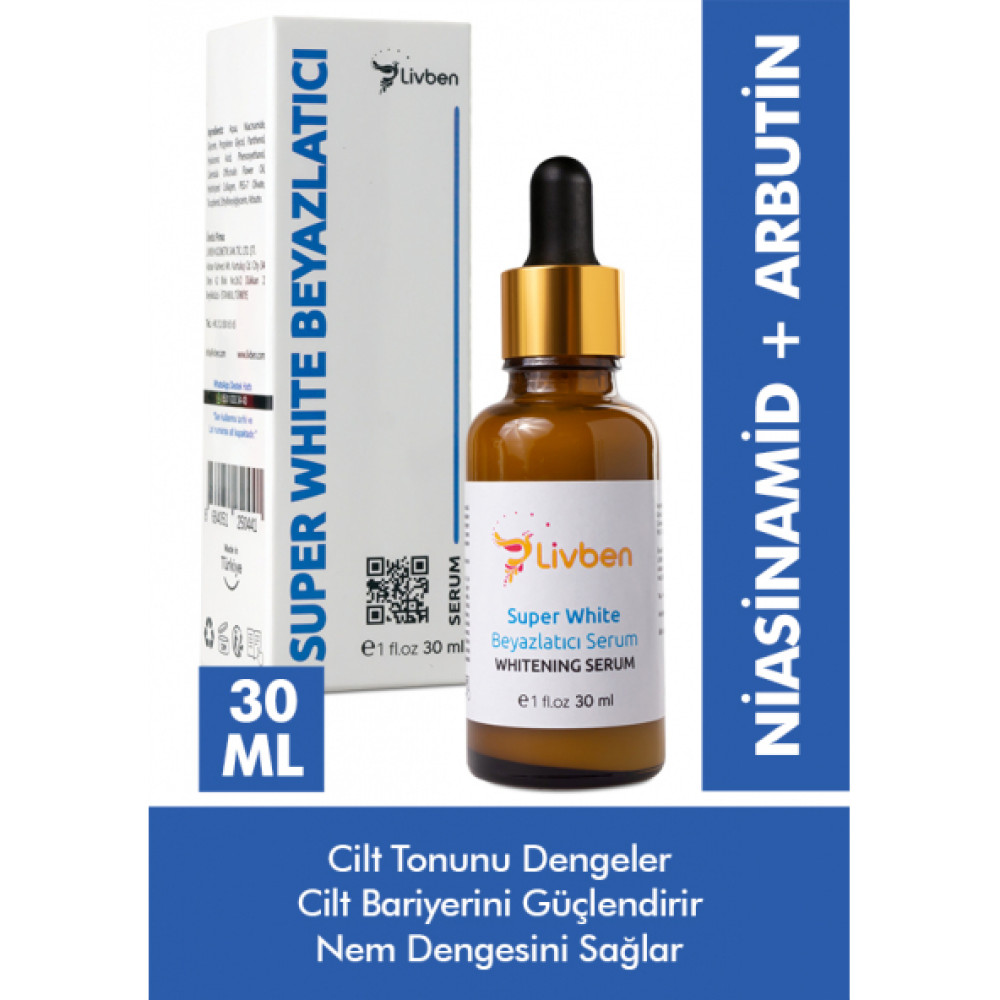 Livben Cilt Tonu Esitleyici Nem Dengeleyici Super White Beyazlatici Serum 30 Ml Cilt ve Yüz Bakımı Fiyatı