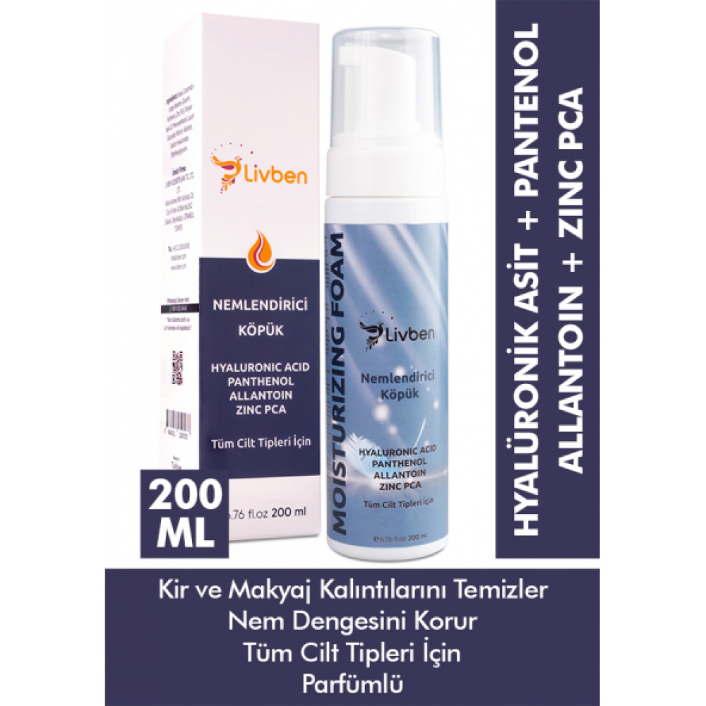 Livben Hyaluronic Acid + Zinc Pca + Pantenol Destekli Nem Dengesi Koruyucu Temizleyici Nemlendirici Kopuk 200 Ml Nemlendiriciler Fiyatı