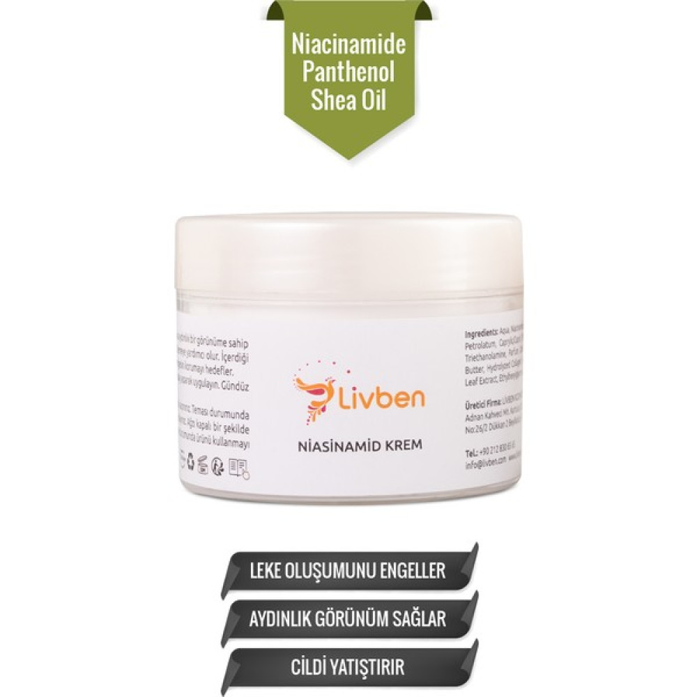 Livben ® Leke Karşıtı, Cilt Yatıştırıcı, Aydınlatıcı Niacinamide Krem 100 ml Leke Kremi Fiyatı