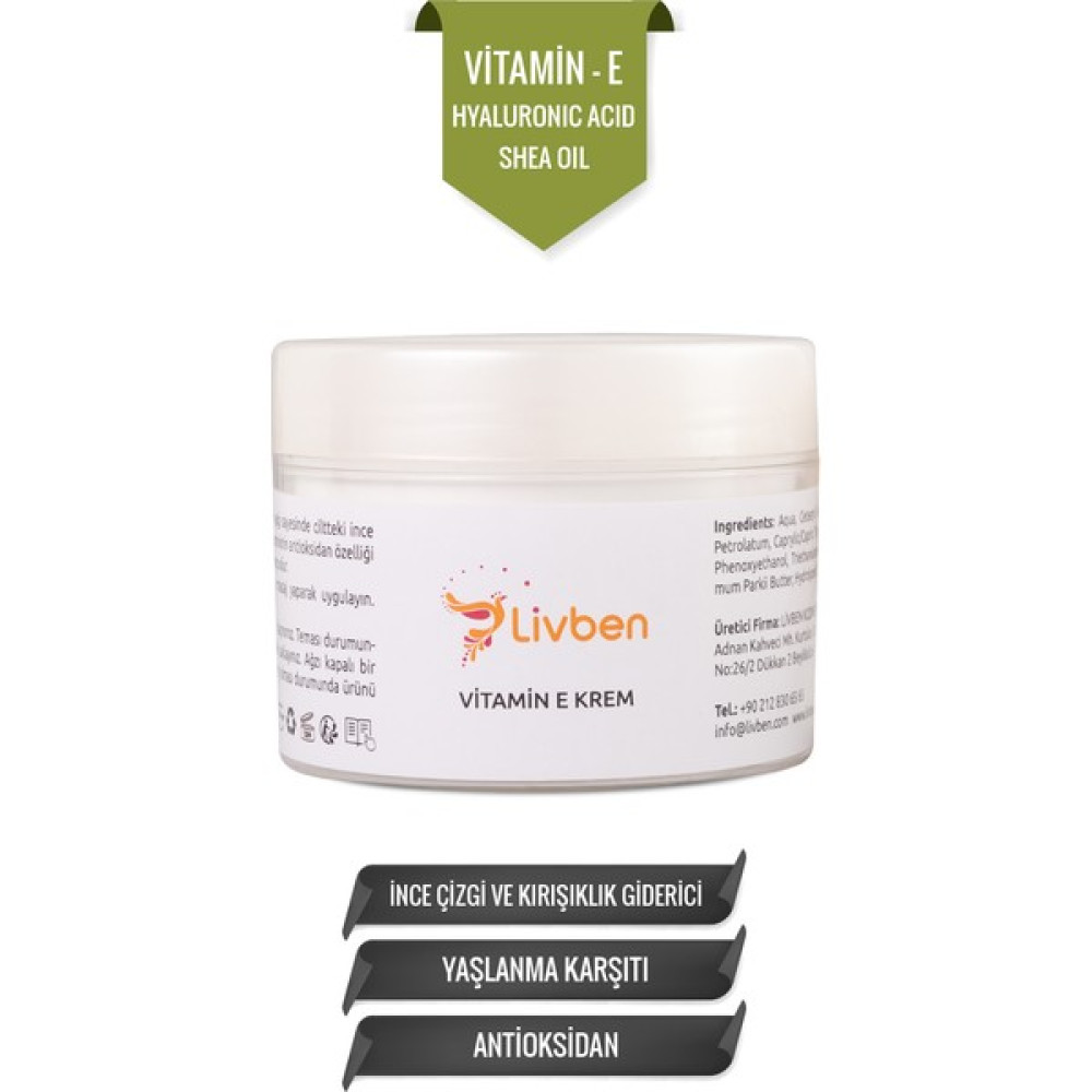 Livben ® , Nem Dengeleyici, Aydınlatıcı Vitamin E Krem 100 ml Anti-Aging / Yaşlanma Karşıtı Fiyatı