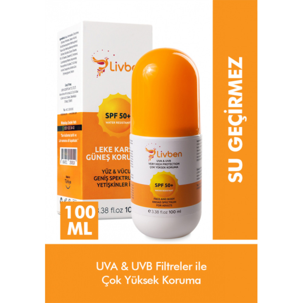 Livben Spf 50+ Cok Yuksek Korumali, Leke Karsiti, Uva/Uvb Yuz Ve Vucut Koruyucu Gunes Kremi 100 Ml Güneş Kremleri ve Losyonları Fiyatı