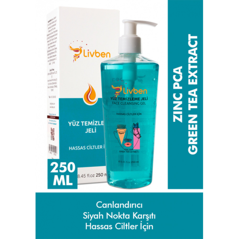 Livben Zinc Pca + Yesil Cay Ozlu Canlandirici Ve Siyah Nokta Karsiti Yuz Temizleme Jeli 250 Ml Cilt Temizleme ve Peeling Fiyatı
