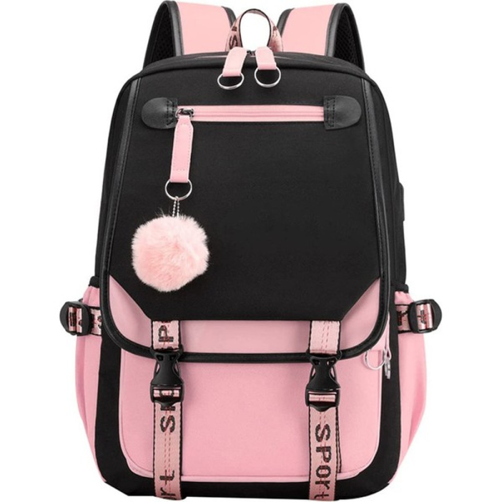 Liveasy 21L Kız Sırt Çantası Ortaokul Öğrencisi Okul Çantası, USB Şarj Portlu - Siyah Pembe (Yurt Dışından) - 460 x 160 x 290 mm - Siyah - Pembe Okul Çantası Fiyatı