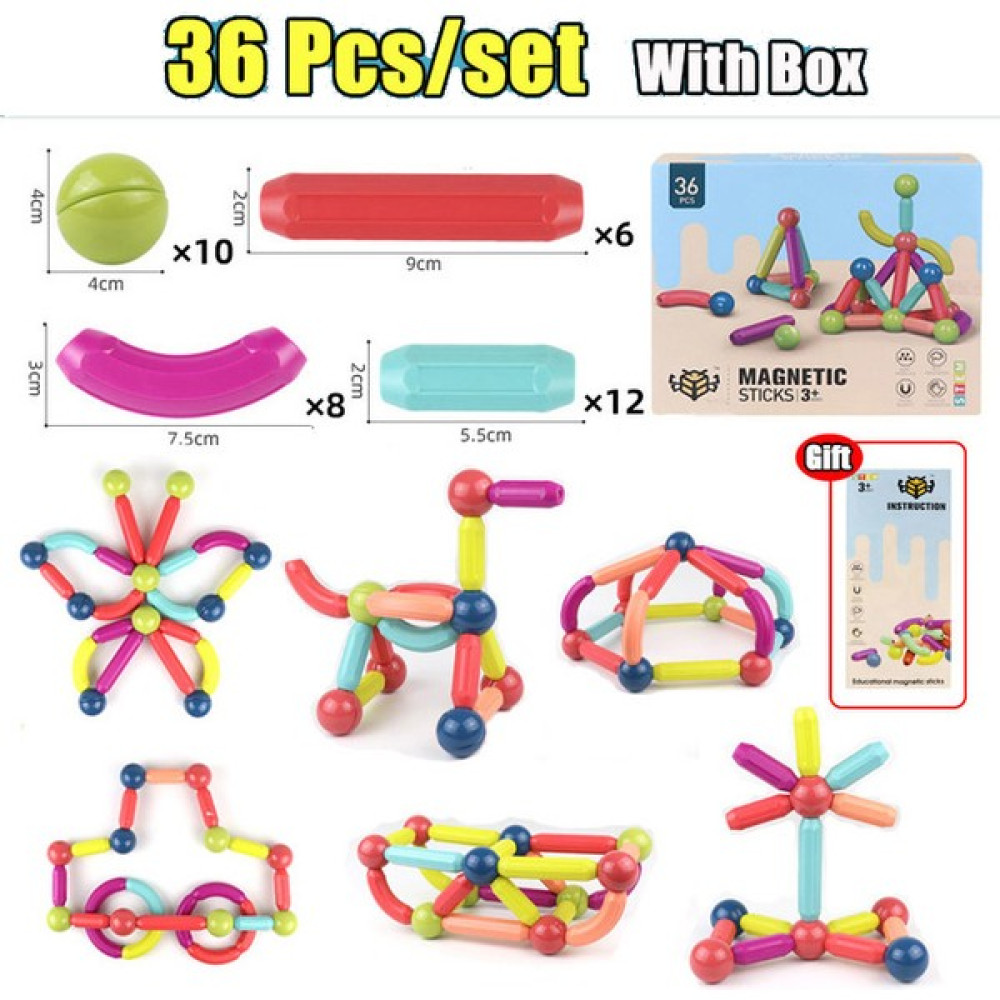Liveasy 36 Adet Büyük Boy Manyetik Çubuk Yapı Taşları (Yurt Dışından) Legolar ( Yapım Oyuncakları ) Fiyatı