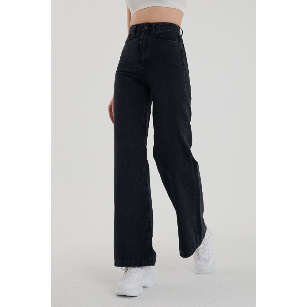 Livik Kadın Siyah Yüksek Bel Salaş Paça Denim Kot Pantolon Lvk-001040a 24 Beden Bayan Jeans / Kot Pantolon Fiyatı