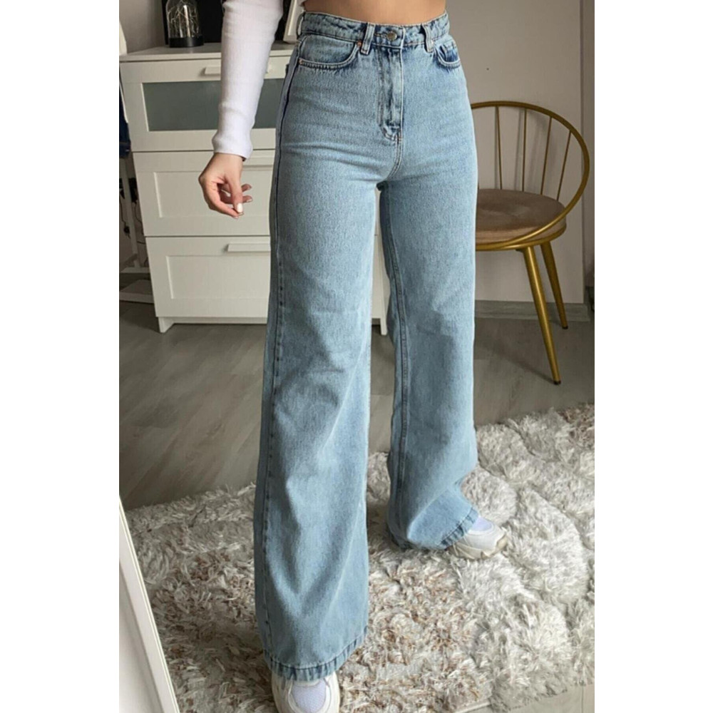 Livik Queen Power Likralı Kadın Açık Mavi Kar Yıkama Yüksek Bel Salaş Paça Denim Kot Pantolon Lvk-001040a 22 Beden Bayan Jeans / Kot Pantolon Fiyatı