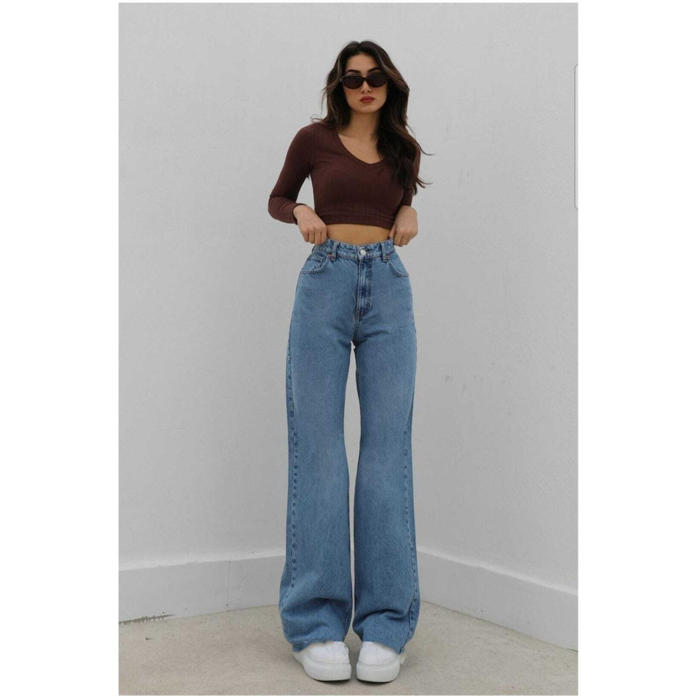 Livik The Likralı Süper Yüksek Bel Salaş Jean Pantolon. (süper Yüksek.) Wide Leg. 36 Beden Kadın Pantolon Fiyatı