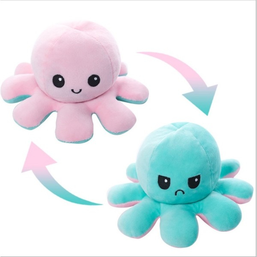 Living Perfect 30CM Mutlu ve Kızgın Çift Taraflı Ahtapot Peluş Oyuncak-Pembe+Açık Mavi (Yurt Dışından) - Pembe-Mavi-Pembe - 10*10*30cm Peluş Oyuncaklar Fiyatı