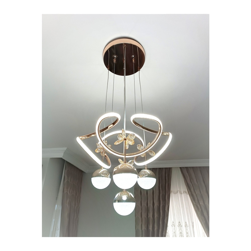 LİVORA LIGHTING Alice Modern Sarkıt Kelebekli Gold Sarı 3 Kademeli Ledli Avize Avize Fiyatı
