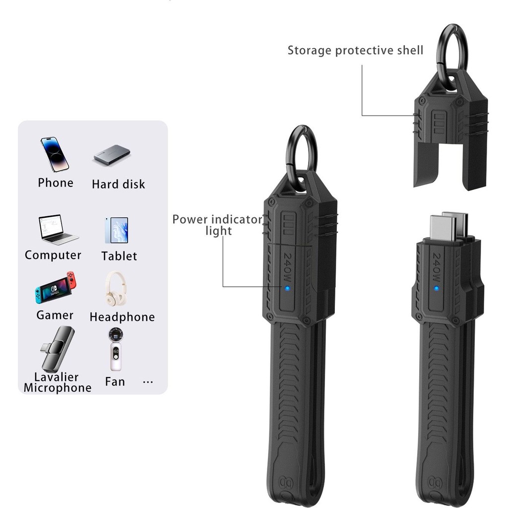 Livx Type-C To Type-C Anahtarlık Tipi 240W 80GBPS 8k60Hz Mini Kablo Otgzb Siyah Bilgisayar Çevirici ve Adaptörü Fiyatı