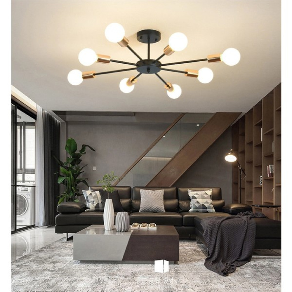 Liwora Yıldız Modern 8li Siyah Avize - Siyah - Gold - 8'li Avize Fiyatı