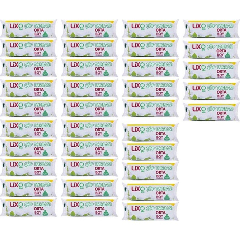 Lixo Bag Orta Boy Çöp Poşeti (55 x 60 Cm) 20 Li Rulo x 35 Paket Çöp Torbası Mavi 30 Litre Oto Boyaları Fiyatı