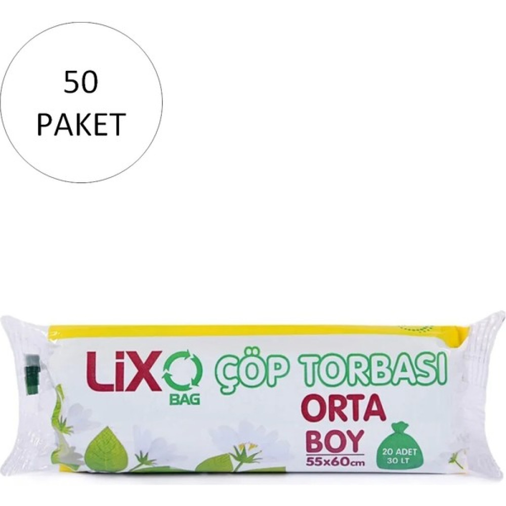 Lixo Orta Boy Çöp Torbası 55 x 60 cm 20'li Rulo x 50 Paket = 1000 Adet (Mavi) Çöp Poşetleri Fiyatı
