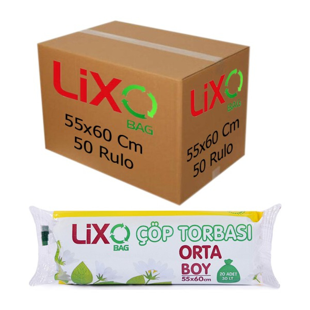 Lixo Orta Boy Çöp Torbası 55x60 Cm 20'li Rulo (50 Paket) Mavi - 55 x 60 cm Oto Boyaları Fiyatı