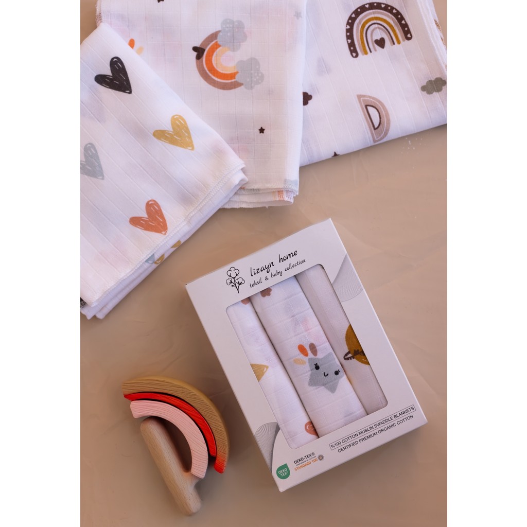 Lizayn Tekstil Çok Amaçlı Müslin Örtü & Battaniye 3'lü Set %100 Pamuk Oeko-Teks Sertifikalı 80X80 cm - Beyaz Battaniye Fiyatı