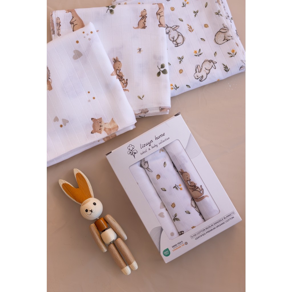 Lizayn Tekstil Çok Amaçlı Müslin Örtü & Battaniye 3'lü Set %100 Pamuk Oeko-Teks Sertifikalı 80X80 cm - Beyaz Battaniye Fiyatı