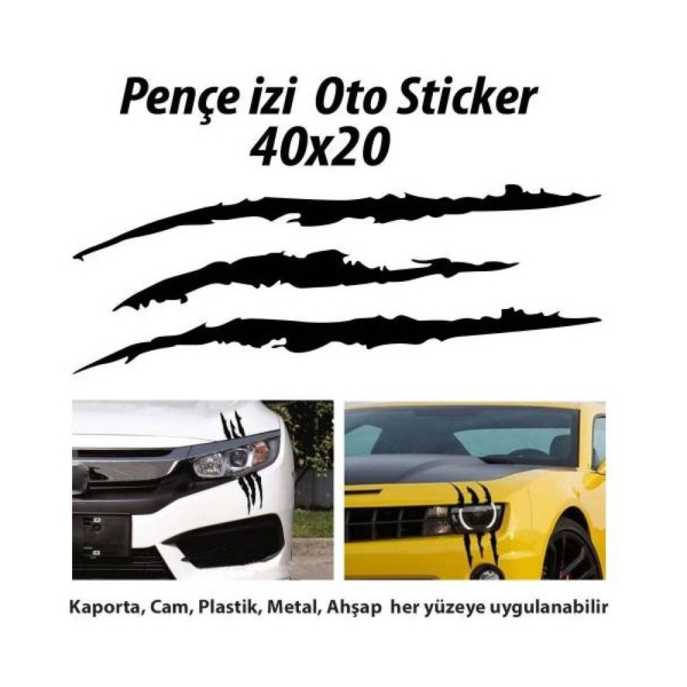 Lizpo Decor Monster Canavar Pençe Izi Uzun Siyah Sticker - 40 Oto Boyaları Fiyatı
